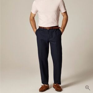 NWT J. Crew Men's Straight-fit creased stretch cotton-blend twill trouser Navy